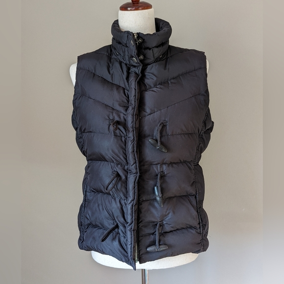 J. Crew Jackets & Blazers - J. CREW Zip & Snap Toggle Buttons Down Insulated Black Puffer Vest Womens Size M